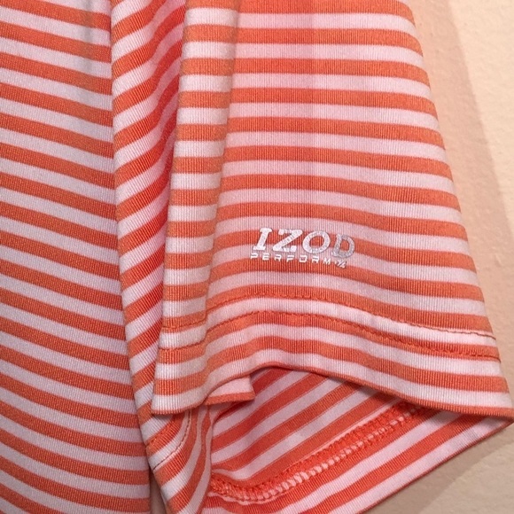 Izod Men’s Perform X Golf Mango and White Striped Golf Shirt Size XL - Picture 4 of 5